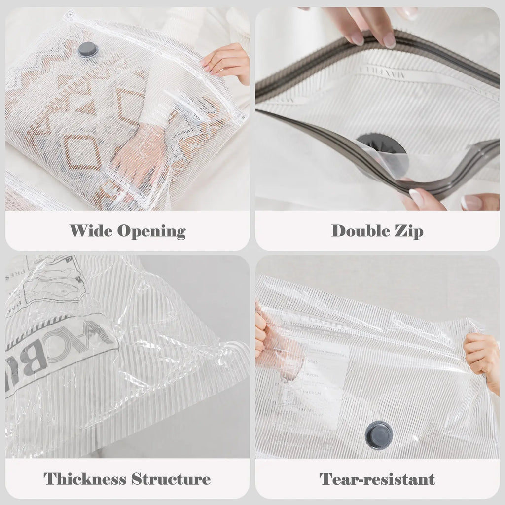 Cordless Travel Vacuum Storage Bag Set with Rechargeable Pump