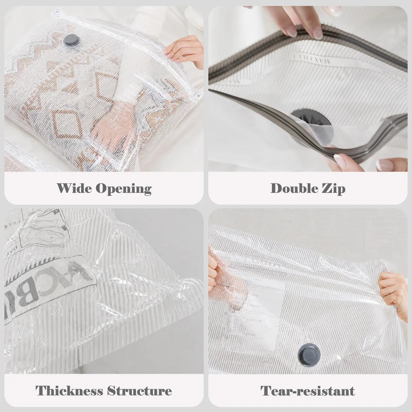 Cordless Travel Vacuum Storage Bag Set with Rechargeable Pump