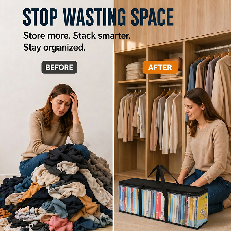 Heavy-Duty Clear Storage Bag for Clothes and Moving