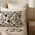 Graphic Heart Print Satin Pillowcase with Draped Detail and Gift Box
