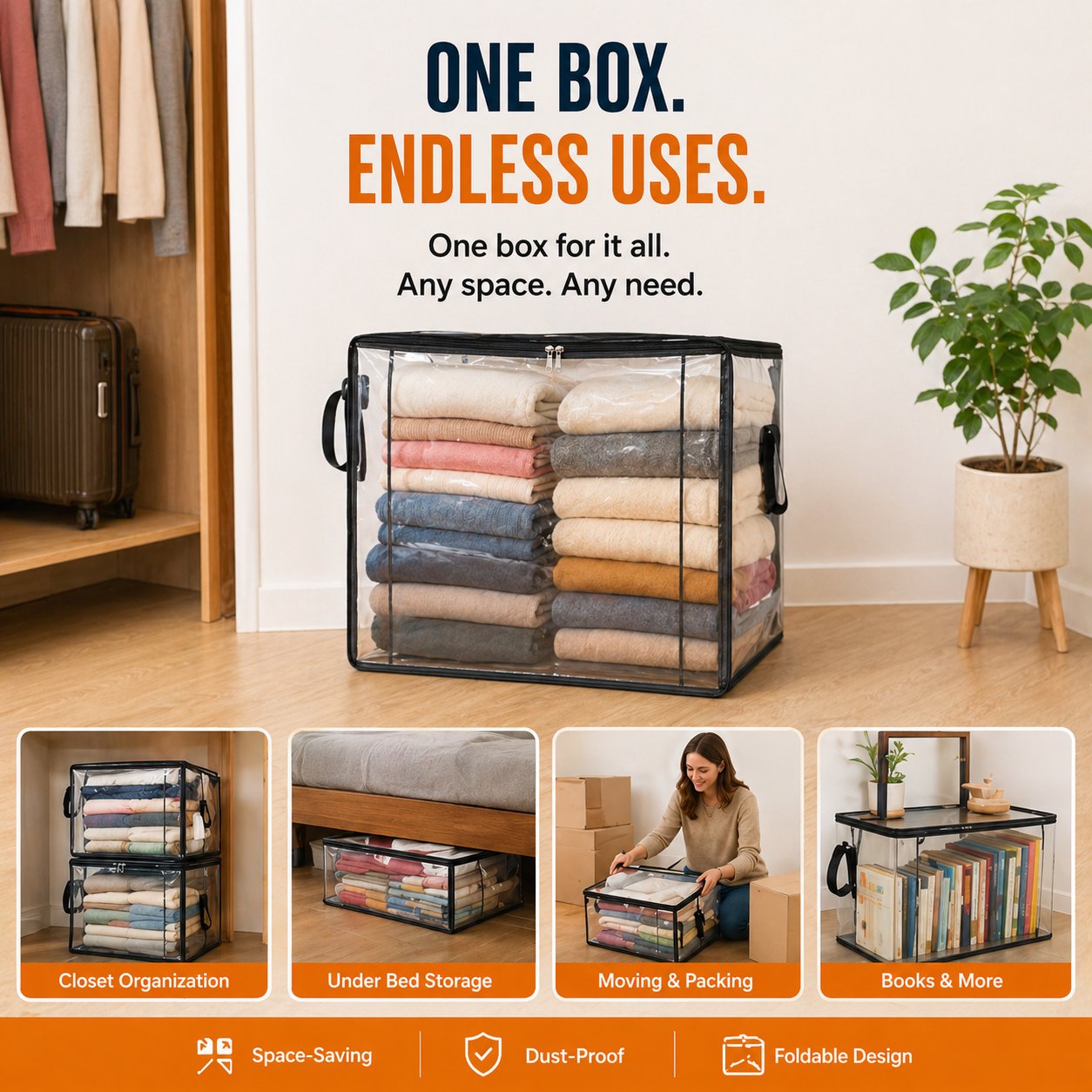 🎁💞LAST DAY 75% OFF ✨📦Large Heavy-Duty Thick Plastic Clear Storage