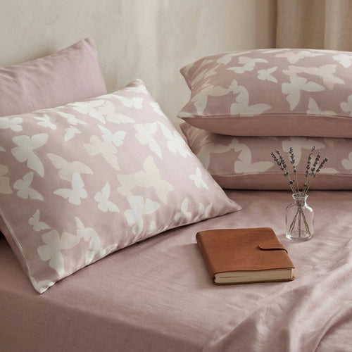 Draped Butterfly Faux Silk Pillowcase Set