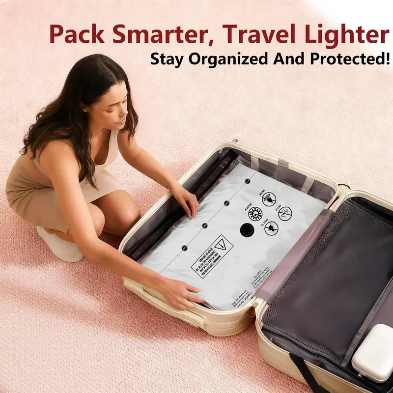 Cordless Travel Vacuum Storage Bag Set with Rechargeable Pump