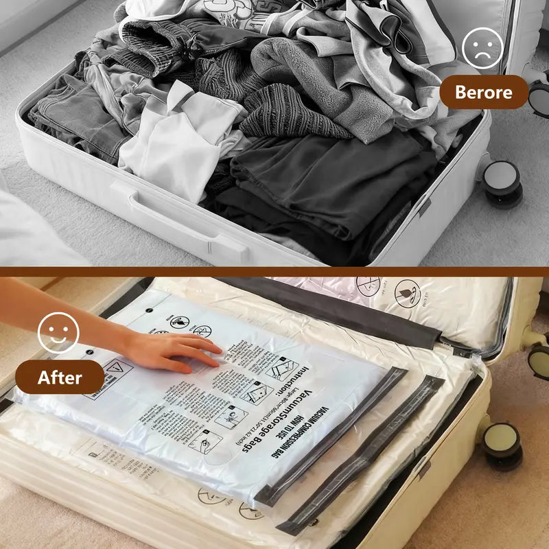 Cordless Travel Vacuum Storage Bag Set with Rechargeable Pump